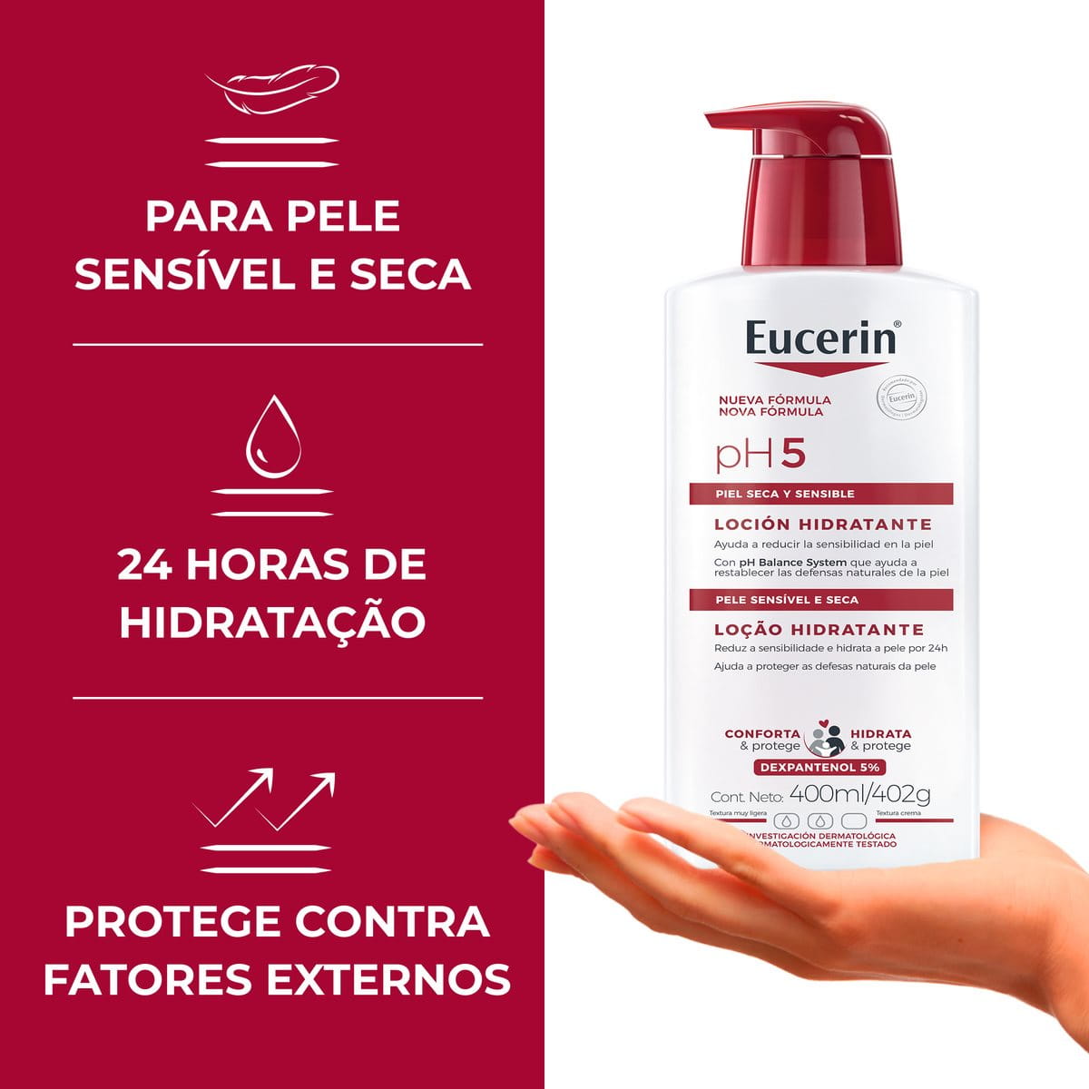 Loção Hidratante Corporal Eucerin pH5 400ml para Peles Sensíveis