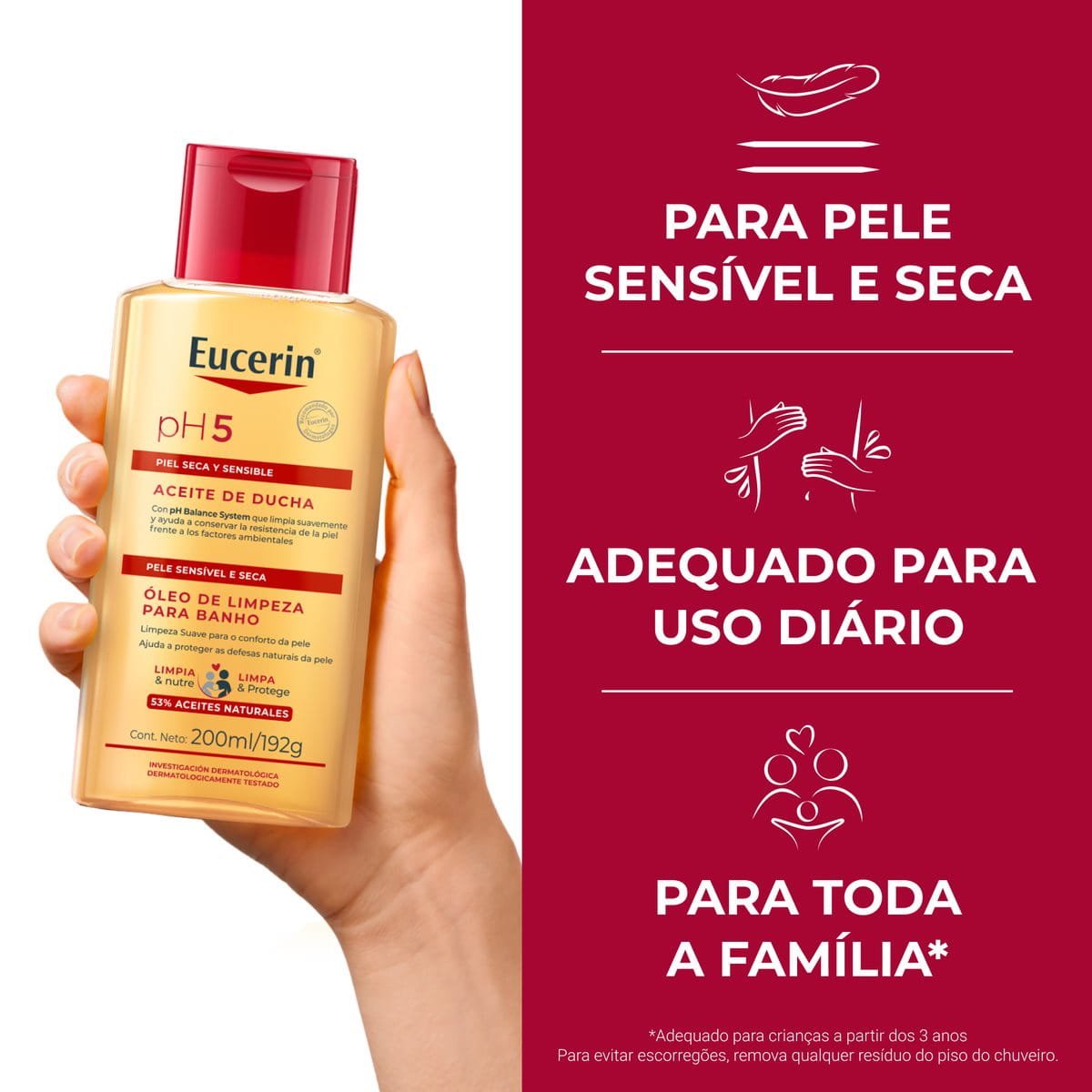 Óleo de Limpeza Eucerin PH5 para Banho Pele Sensível 200ml